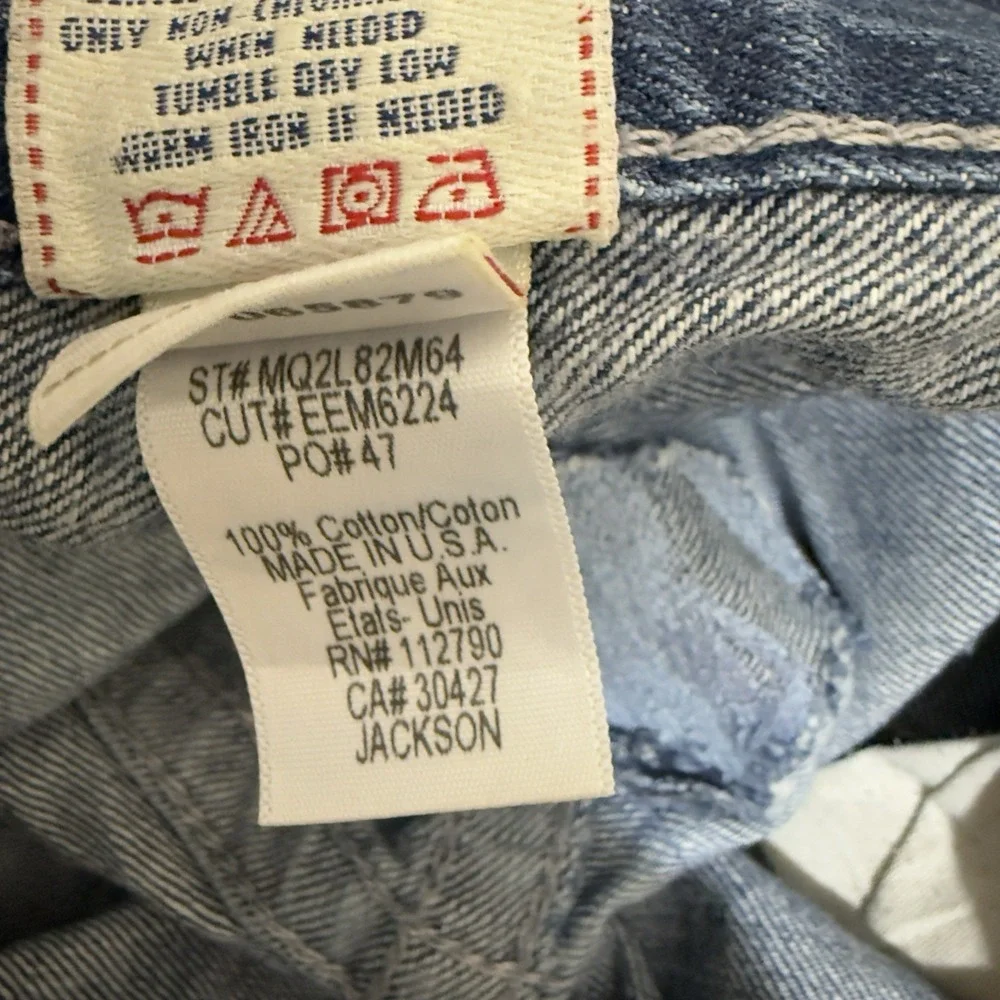 True Religion Slim Straight‎ Leg Jeans Mens 30x35 Jackson Dark Wash Repaired Y2K